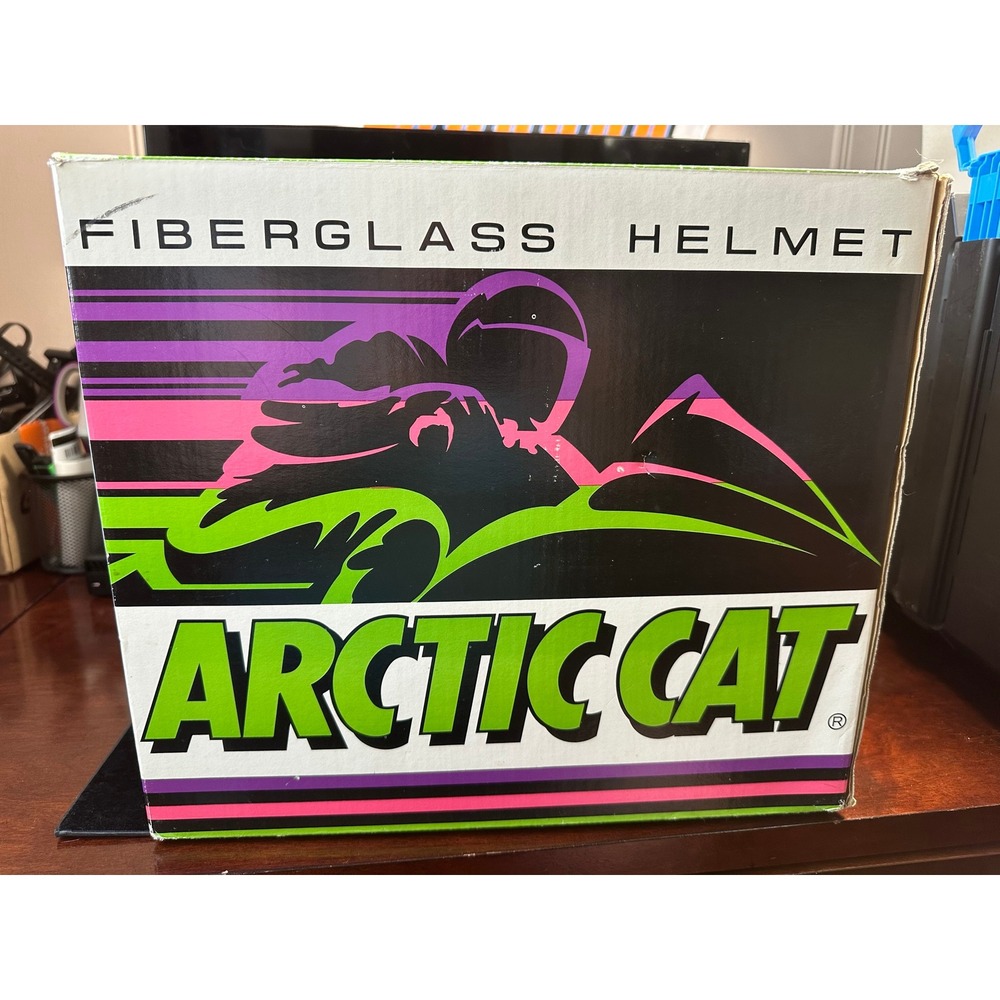 Arctic Cat Arcticwear Fiberglass Snowmobile Helmet XL Black Neon ARCTIC.102